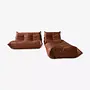 Togo Lounge Set 3-piece High-gloss Leather Whisky Brown 0