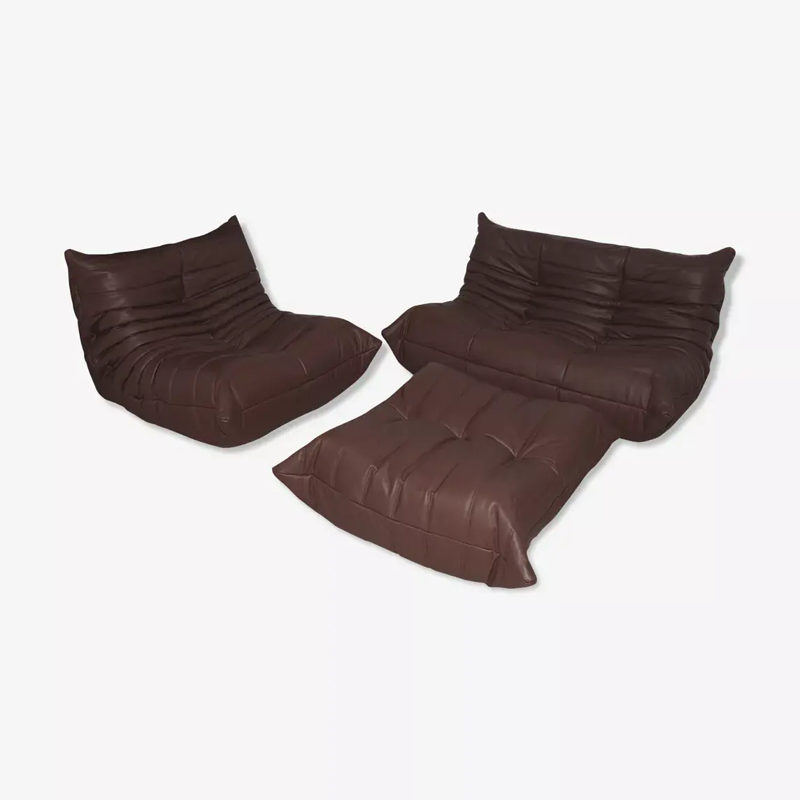 Togo Lounge Set 3-pc. Madras Leather Brown 0