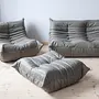 Togo Lounge Set 3-tlg. Madras-Leder Aschgrau 1