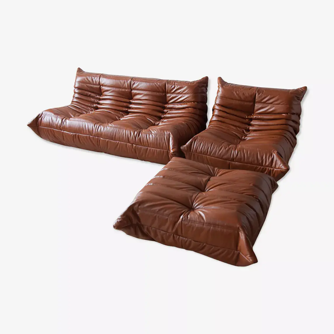 Togo Lounge Set 3-pc. High-gloss leather whiskey brown 0