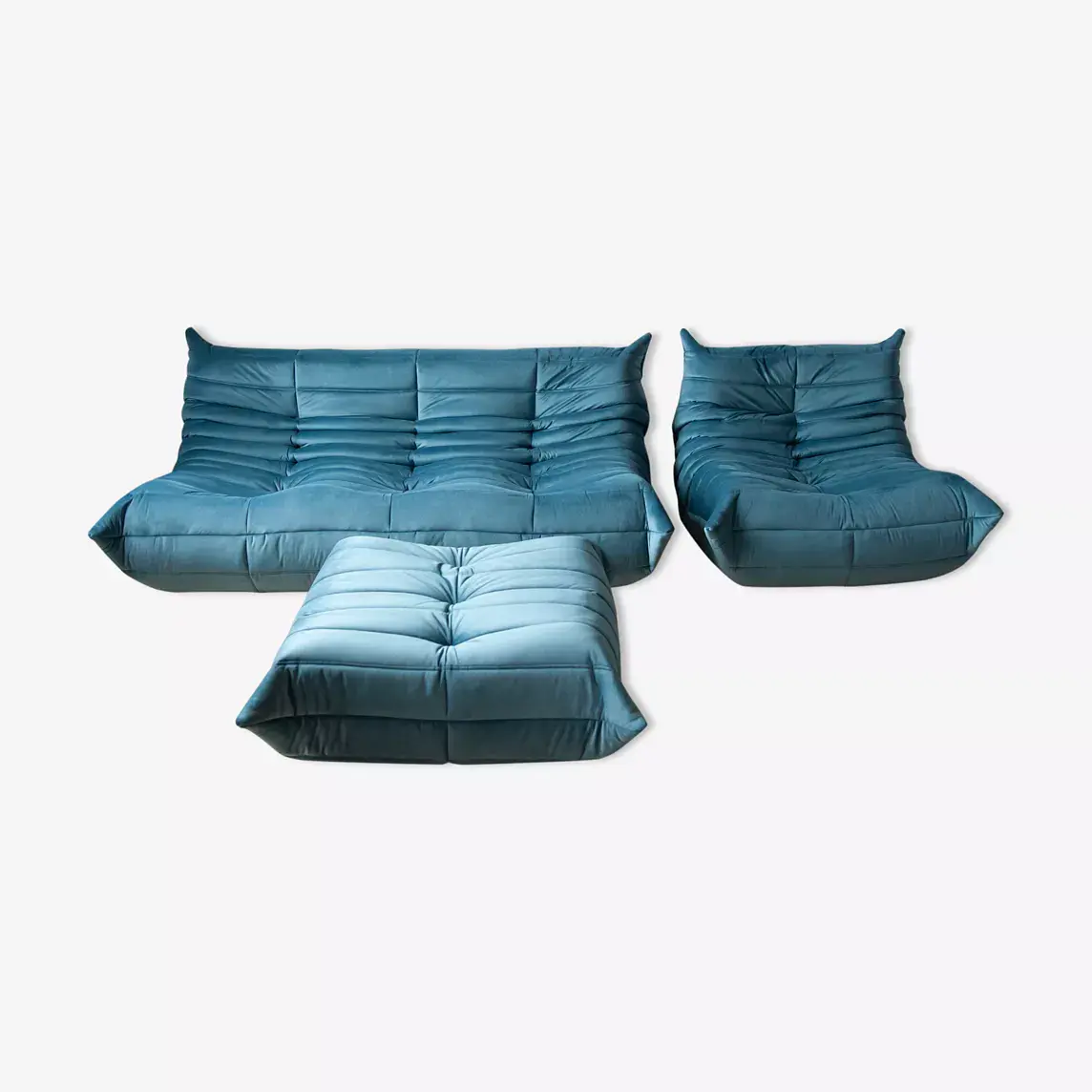 Togo Lounge Set 3-pc. Velvet Sea Blue 0