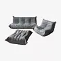 Togo Lounge Set 3-pc. Madras Leather Ash Grey 0