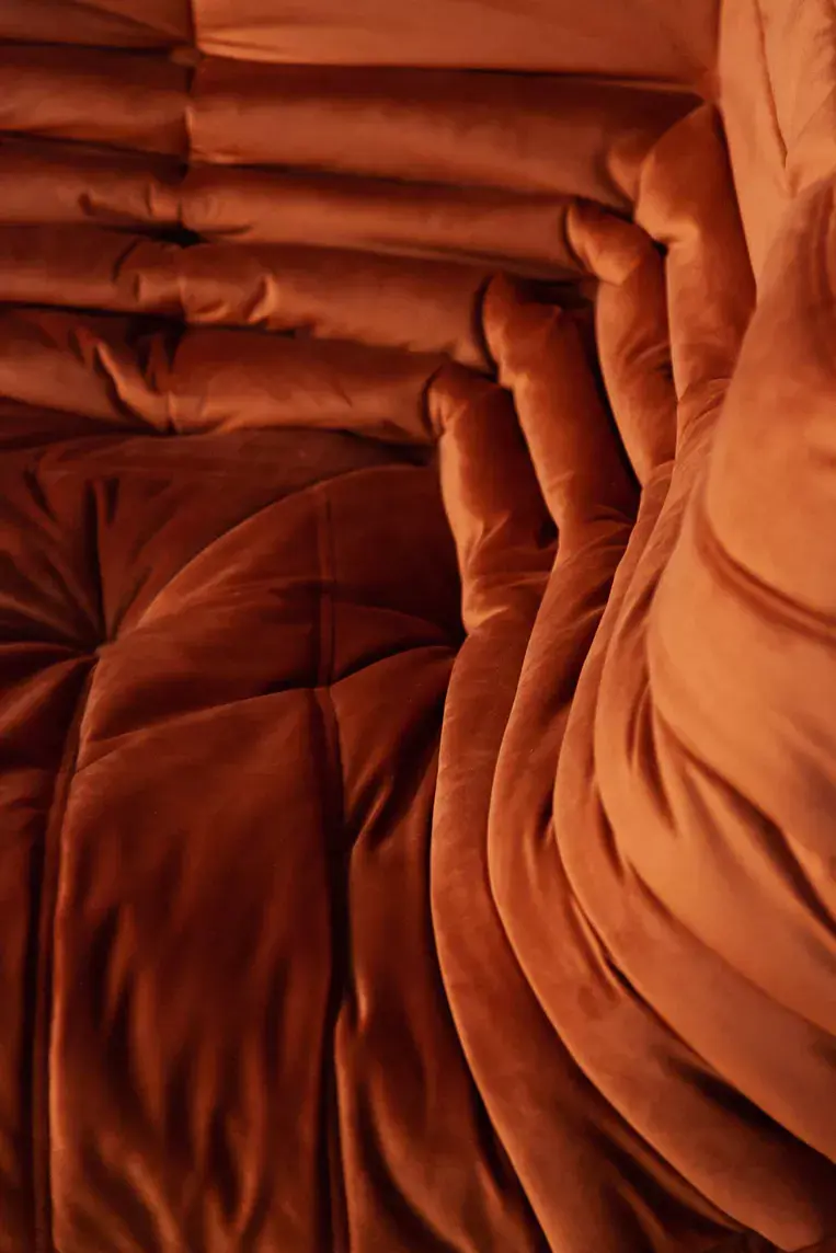 Togo Corner Sofa Velvet Amber-Orange 9