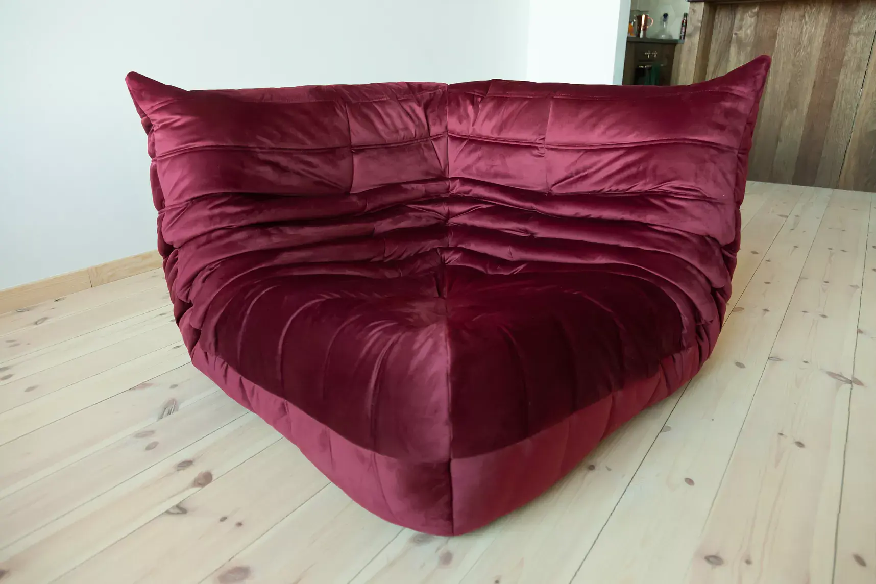 Togo Corner Sofa Velvet Burgundy 5