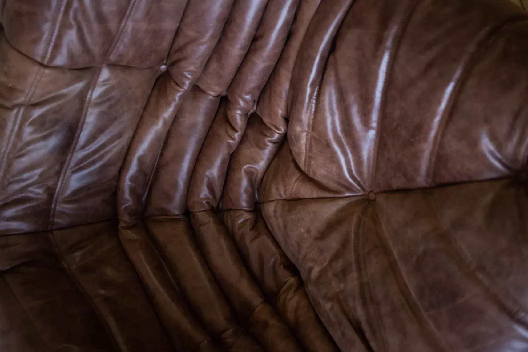 Togo Ecksofa Pull-Up-Leder Walnussbraun 7
