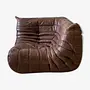 Togo Corner Sofa Pull-Up Leather Walnut Brown 0