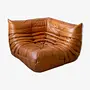 Togo Corner Sofa Pull-Up Leather Pine Brown 0