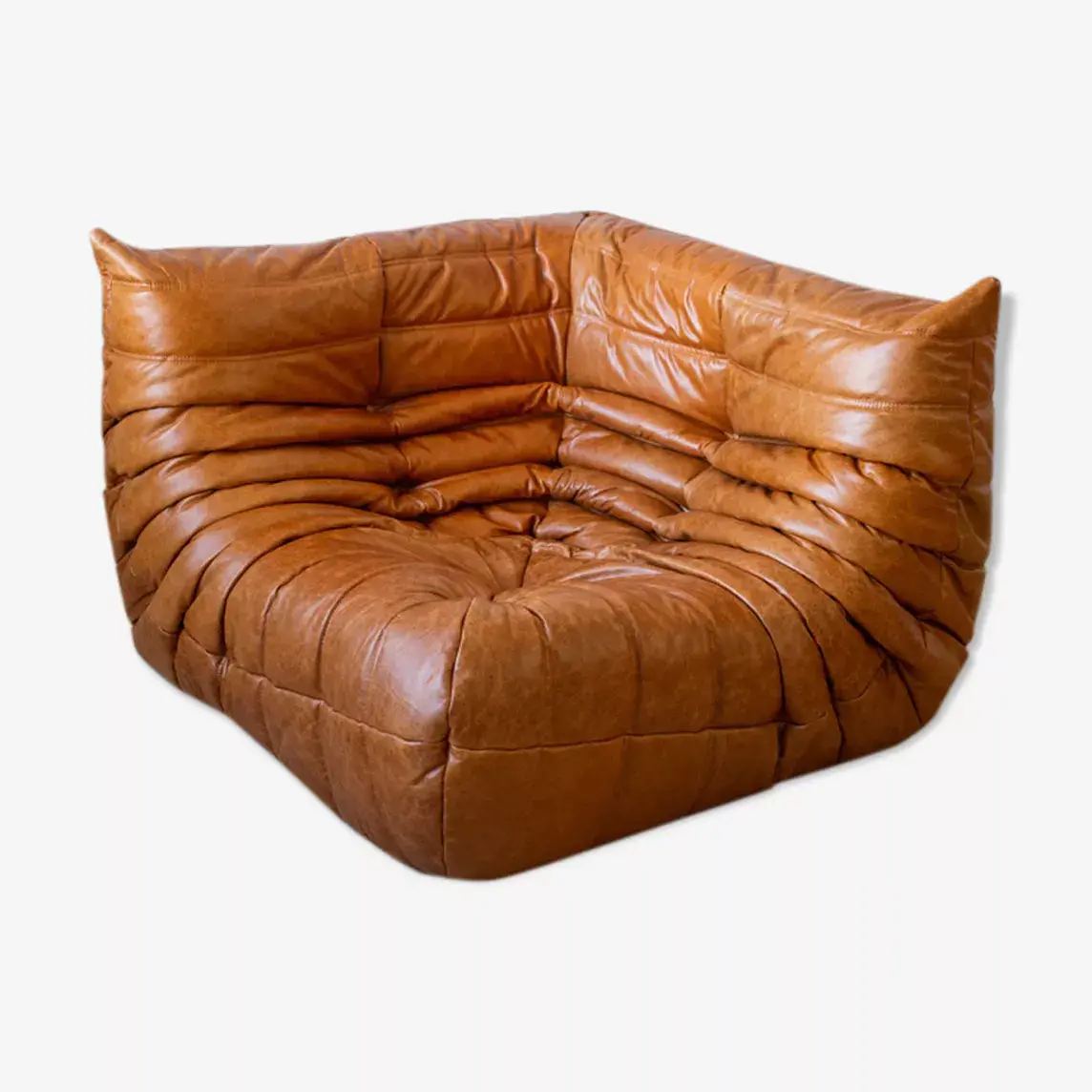 Togo Corner Sofa Pull-Up Leather Pine Brown 0