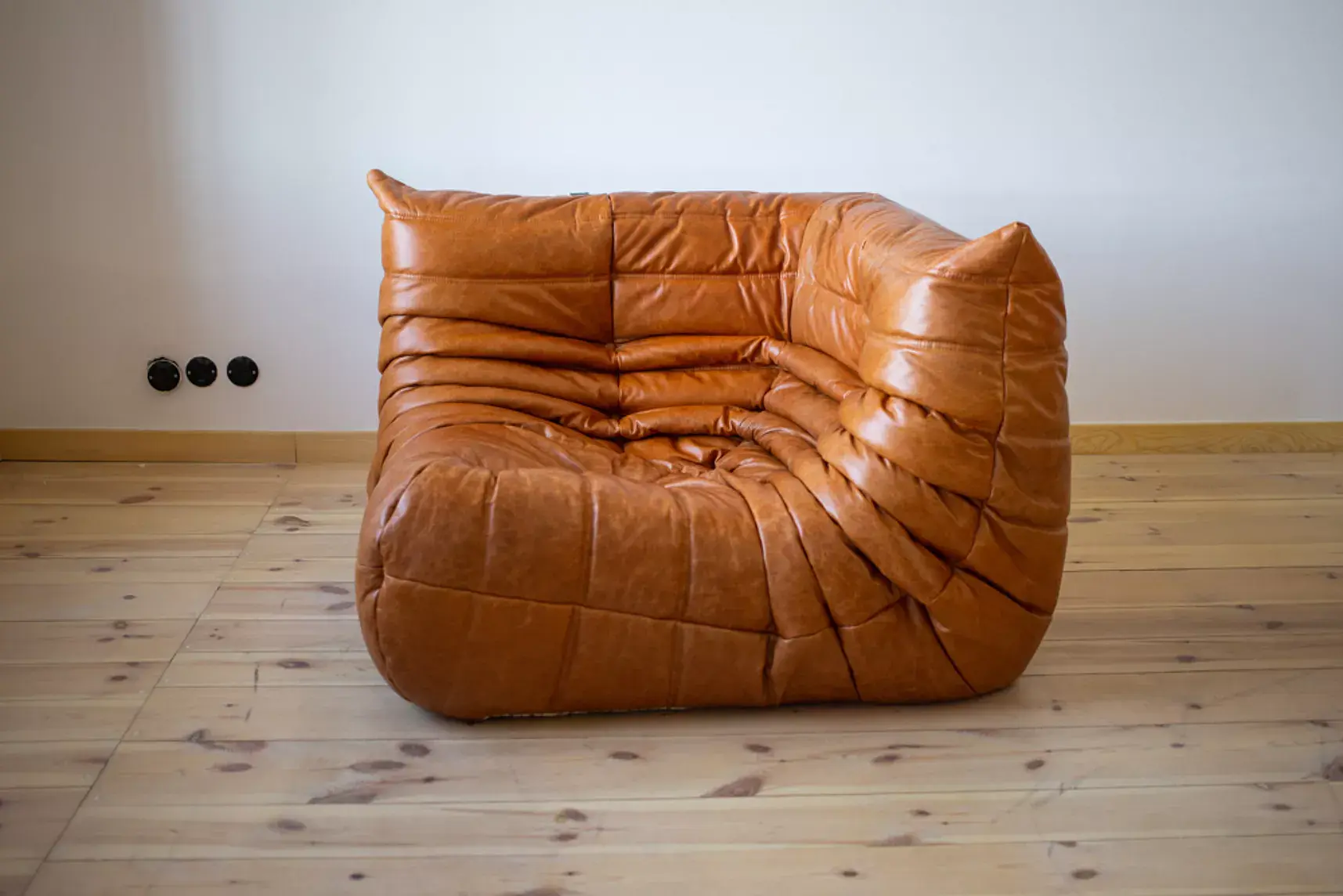 Togo Corner Sofa Pull-Up Leather Pine Brown 1