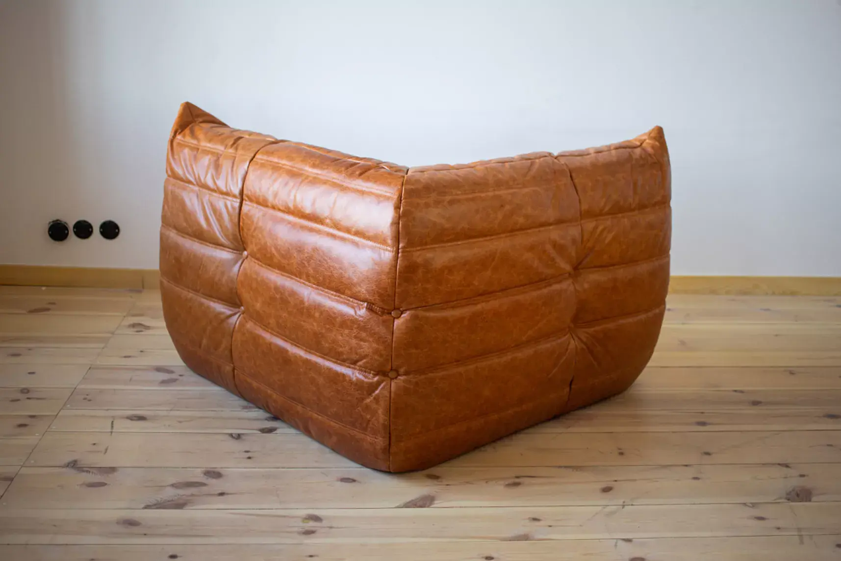Togo Corner Sofa Pull-Up Leather Pine Brown 2