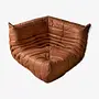 Togo Corner Sofa Pull-Up Leather Peach Brown 0