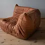 Togo Ecksofa Pull-Up-Leder Pfirsichbraun 3