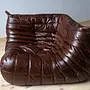 Togo Corner Sofa High Gloss Leather Dark Brown 1