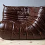 Togo Corner Sofa High Gloss Leather Dark Brown 2