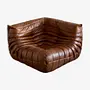 Togo Corner Sofa High Gloss Leather Antique Brown 0