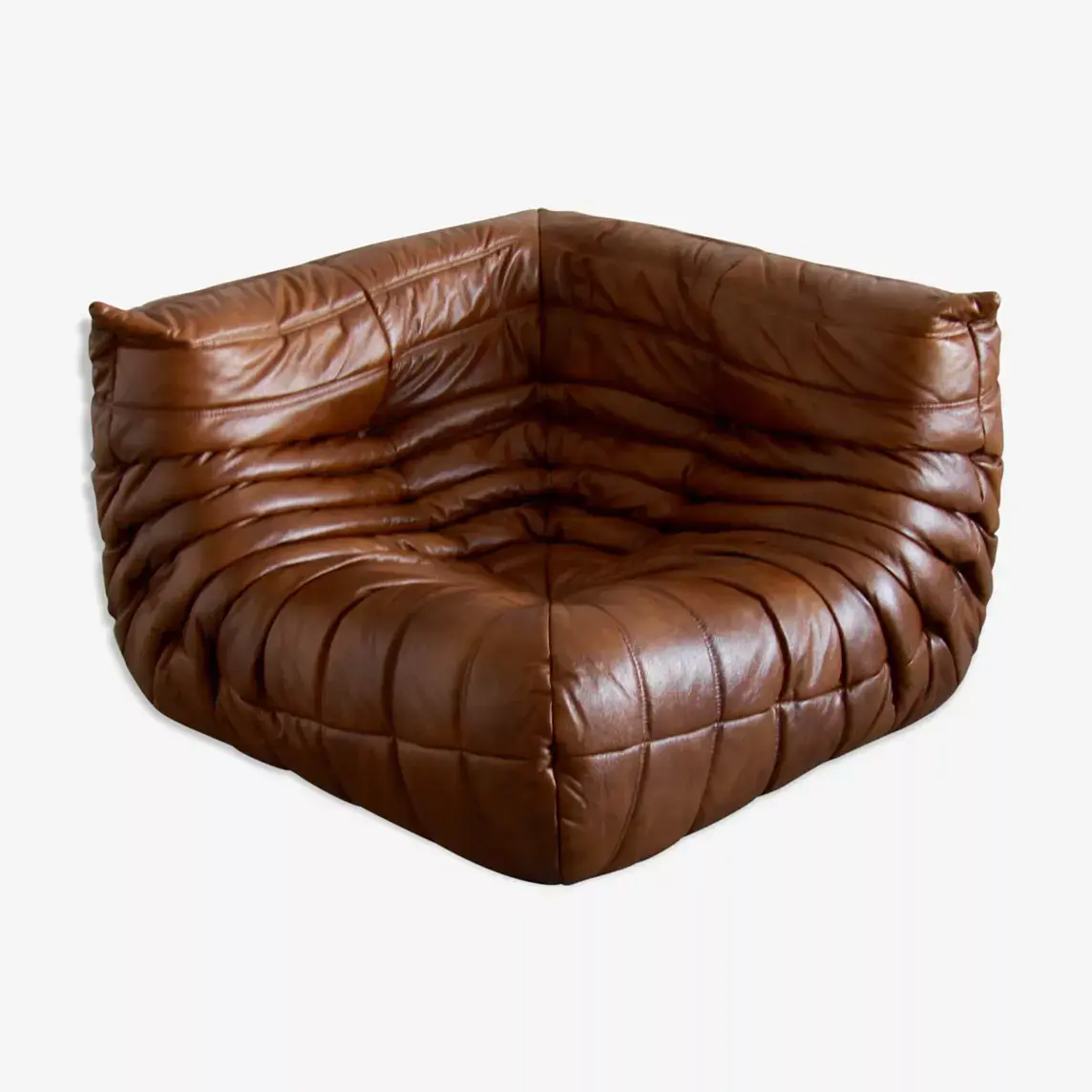 Togo Corner Sofa High Gloss Leather Antique Brown 0