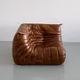 Togo Corner Sofa High Gloss Leather Antique Brown 4