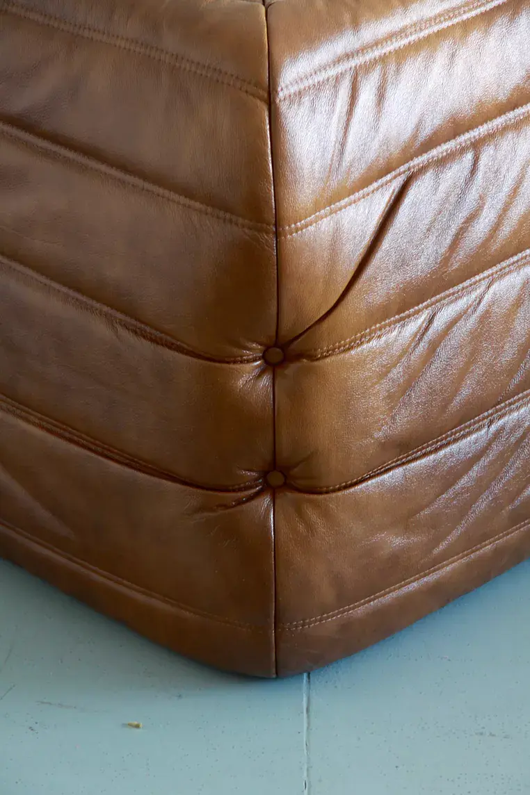 Togo Corner Sofa High Gloss Leather Antique Brown 6