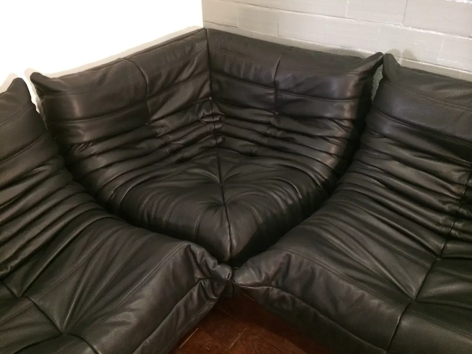 Togo Ecksofa Leder Schwarz 2