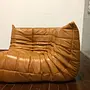 Togo Ecksofa Glattleder Cognac Braun 1