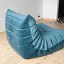 Togo armchair and ottoman set velvet sea blue 5