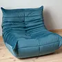 Togo armchair and ottoman set velvet sea blue 6