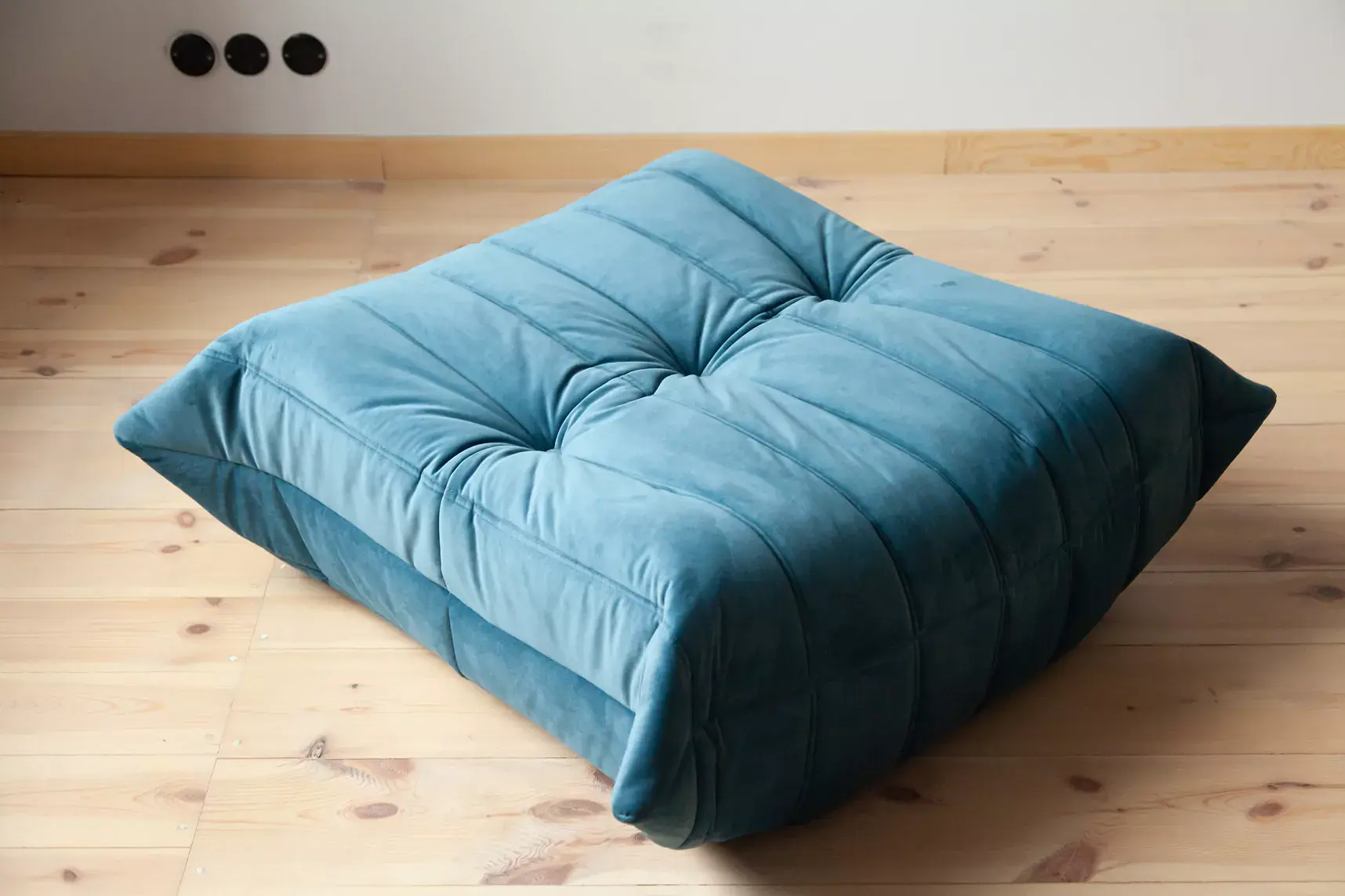 Togo armchair and ottoman set velvet sea blue 7