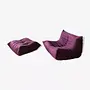 Togo Armchair and Ottoman Set Textile Aubergine 0