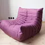 Togo Poltrona e Pouf Set Tessuto Melanzana 1