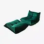 Togo Armchair and Ottoman Set Velvet Emerald Green 0