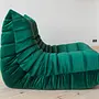 Togo Armchair and Ottoman Set Velvet Emerald Green 5