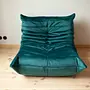 Togo Armchair and Ottoman Set Velvet Petrol 2