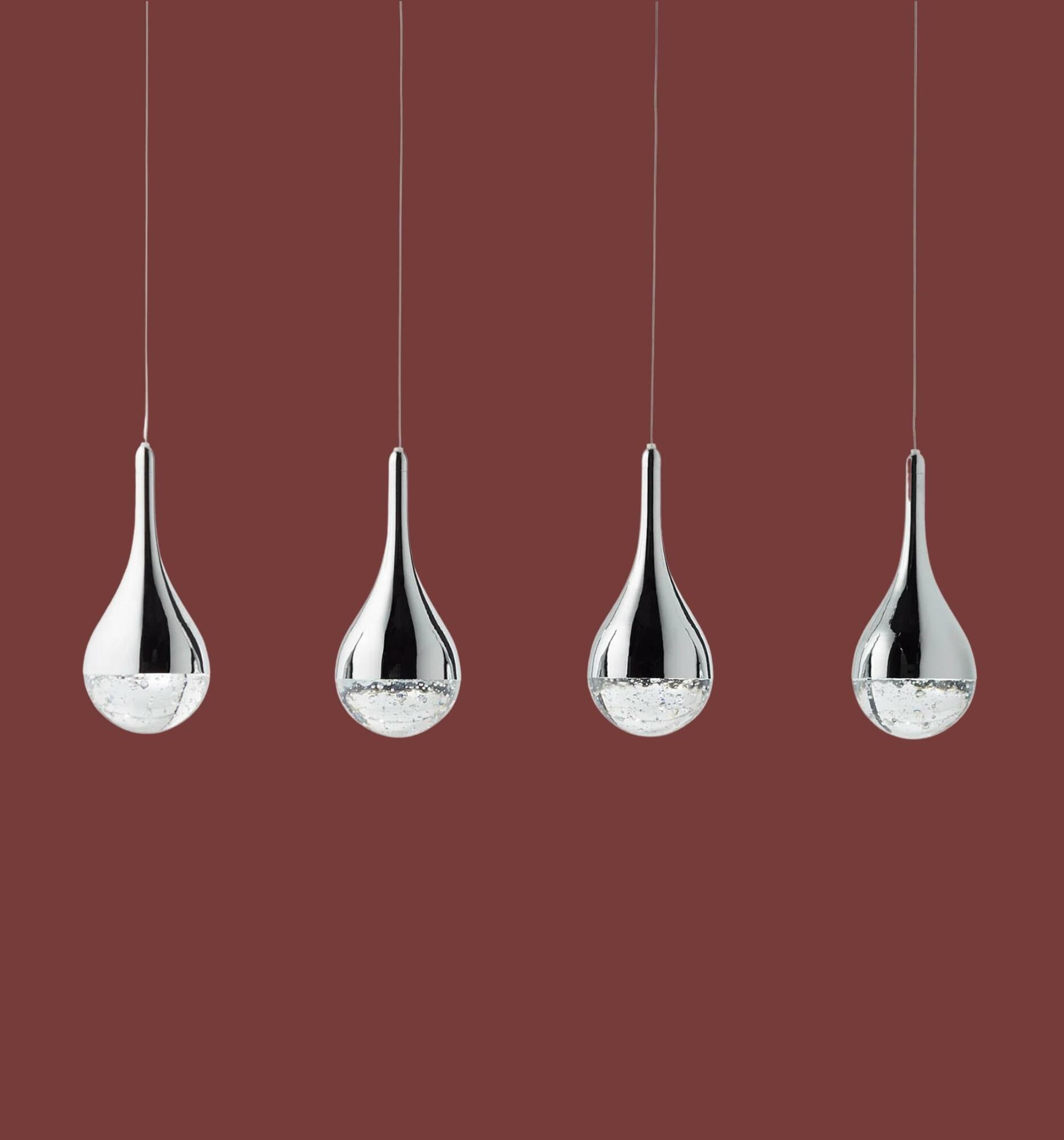LED-Pendelleuchte Frizzante Glas / Stahl Flammenanzahl: 4 0