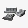 Togo Lounge Set 3-pc. Madras Leather Ash Grey 0