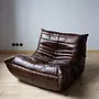 Togo Lounge Set 3-pc. High Gloss Leather Dark Brown 4