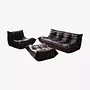 Togo Lounge Set 3-pc. High Gloss Leather Dark Brown 0