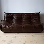 Togo Lounge Set 3-pc. High Gloss Leather Dark Brown 1