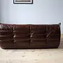 Togo Lounge Set 3-pc. High Gloss Leather Dark Brown 2