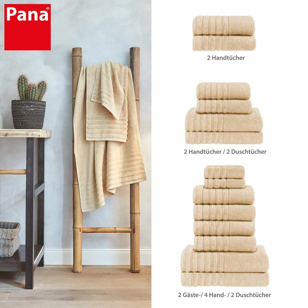 4-tlg. Handtuch-Set aus Baumwolle Beige Öko-Tex Standard 1