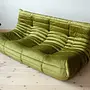 Togo Sofa 3-seater velvet olive green 1
