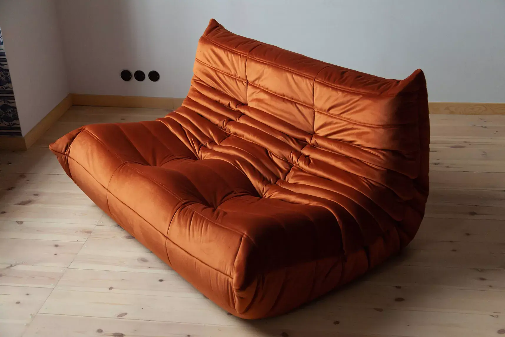 Togo Lounge Set 3-piece Velvet Amber-Orange 4