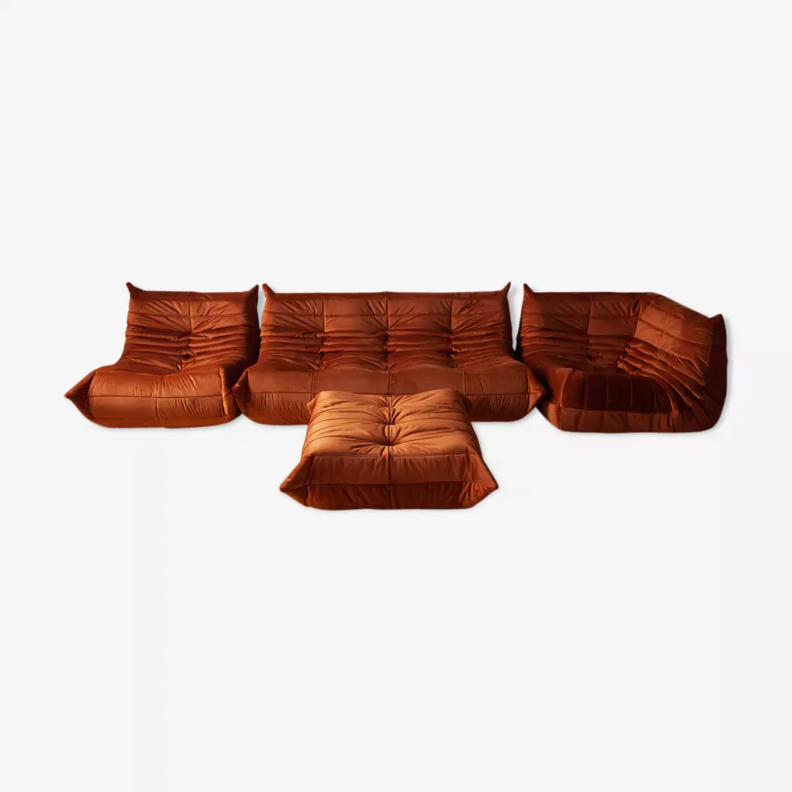 Togo Lounge Set 4-pc. Velvet Amber-Orange 0