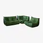 Togo Lounge Set 3-pc. Pull-Up Leather Green 0