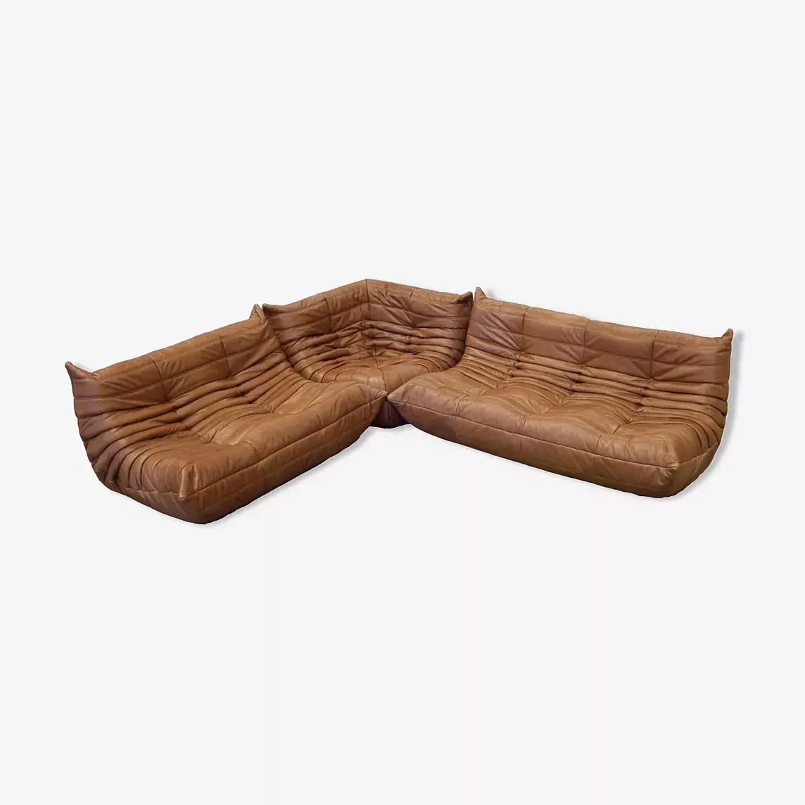 Togo Lounge Set 3-pc. Pull-Up Leather Tobacco Brown 0