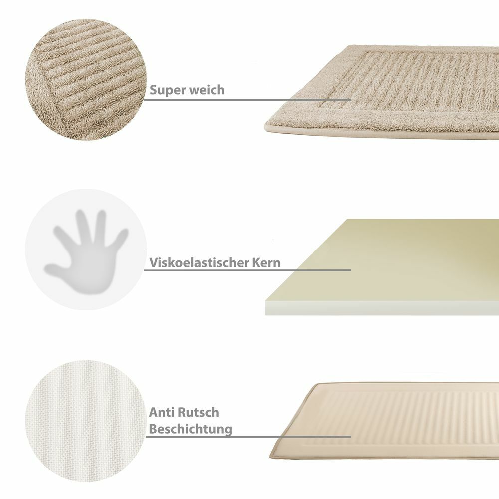 Viskoelastische Frottee Badematte Beige Öko-Tex Standard 3