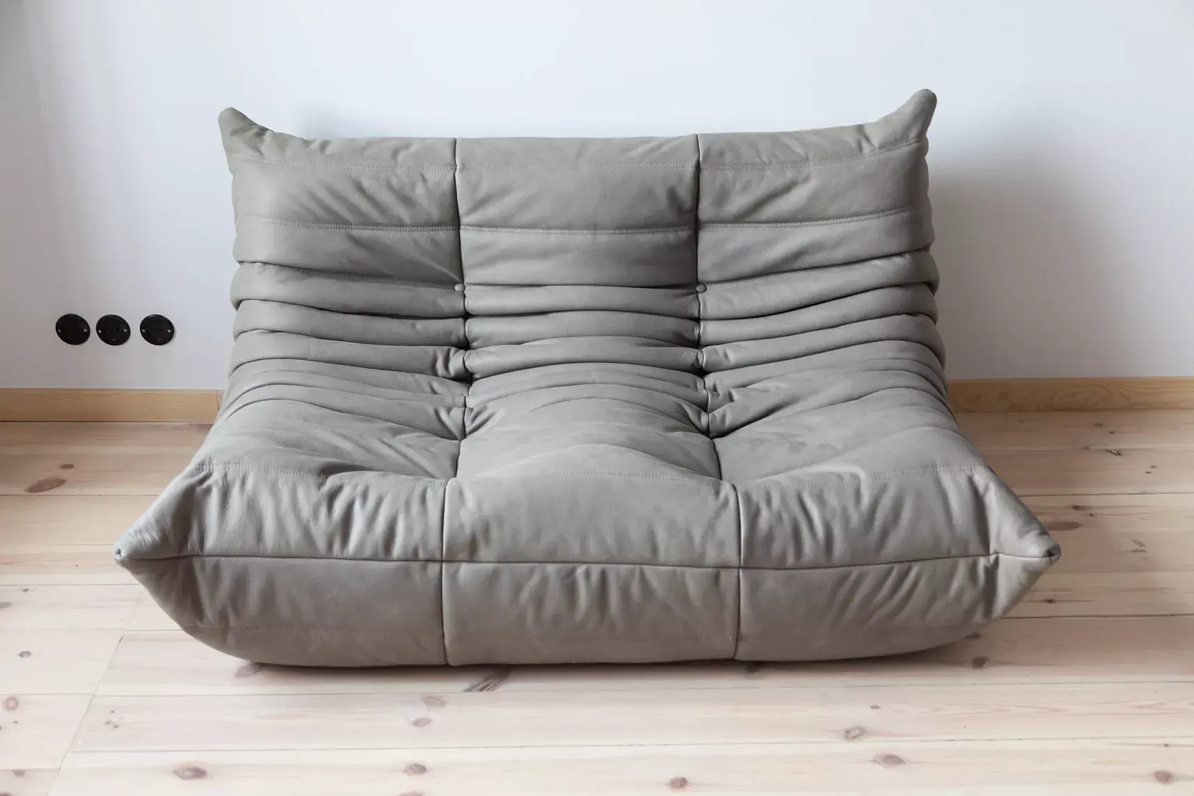 Togo Lounge Set 3-tlg. Madras-Leder Aschgrau 2