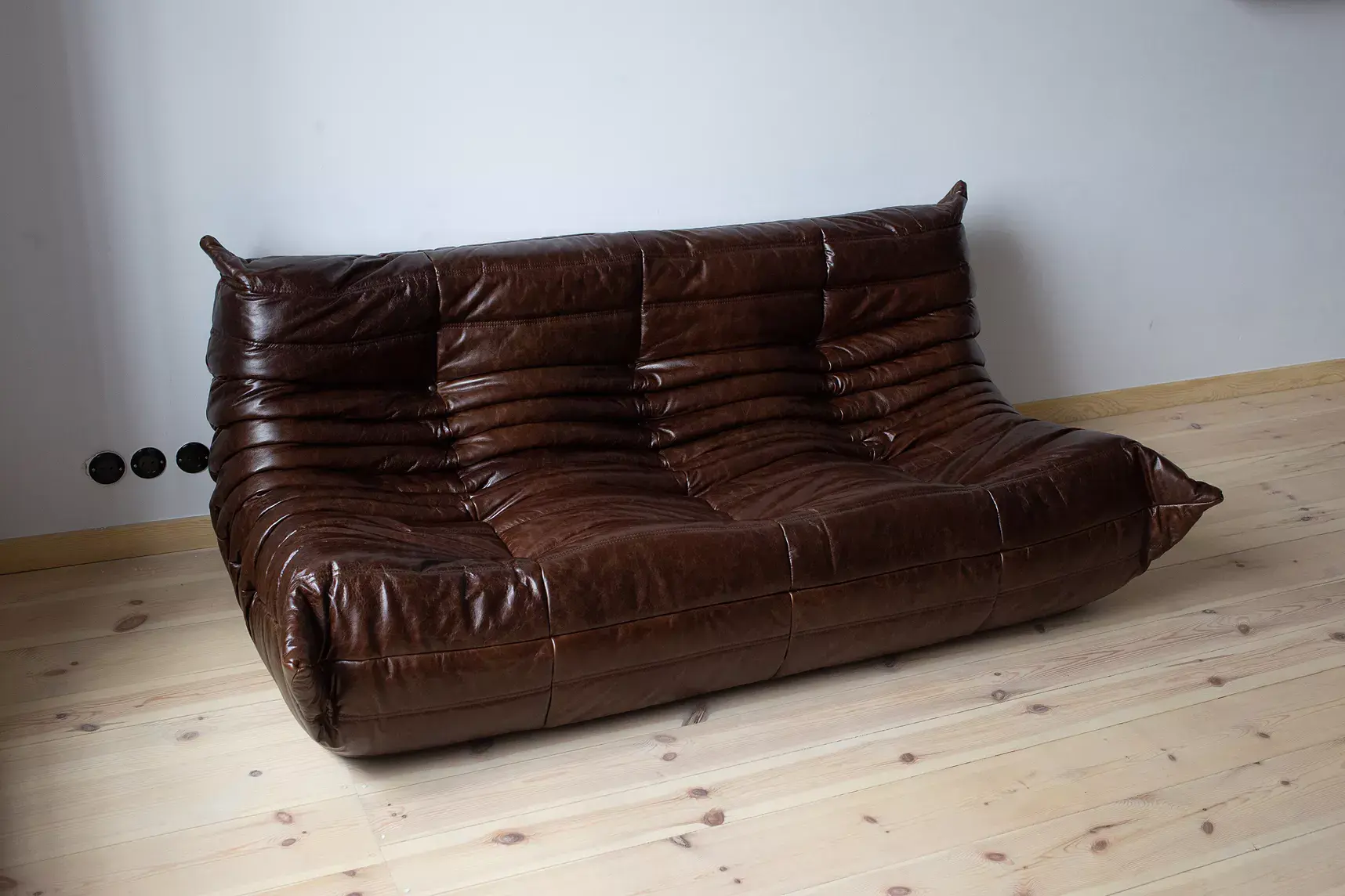 Togo Lounge Set 3-pc. High-gloss leather Dark brown 2