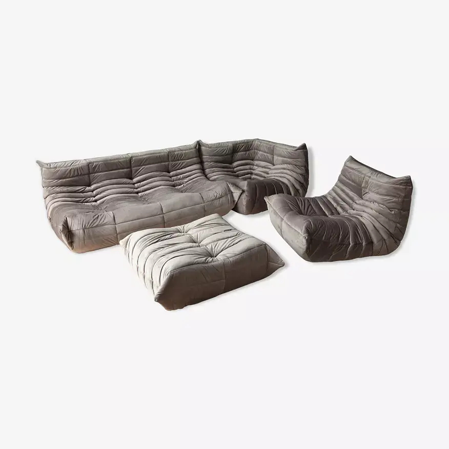 Togo Lounge Set 4-piece Velvet Warm Grey 0