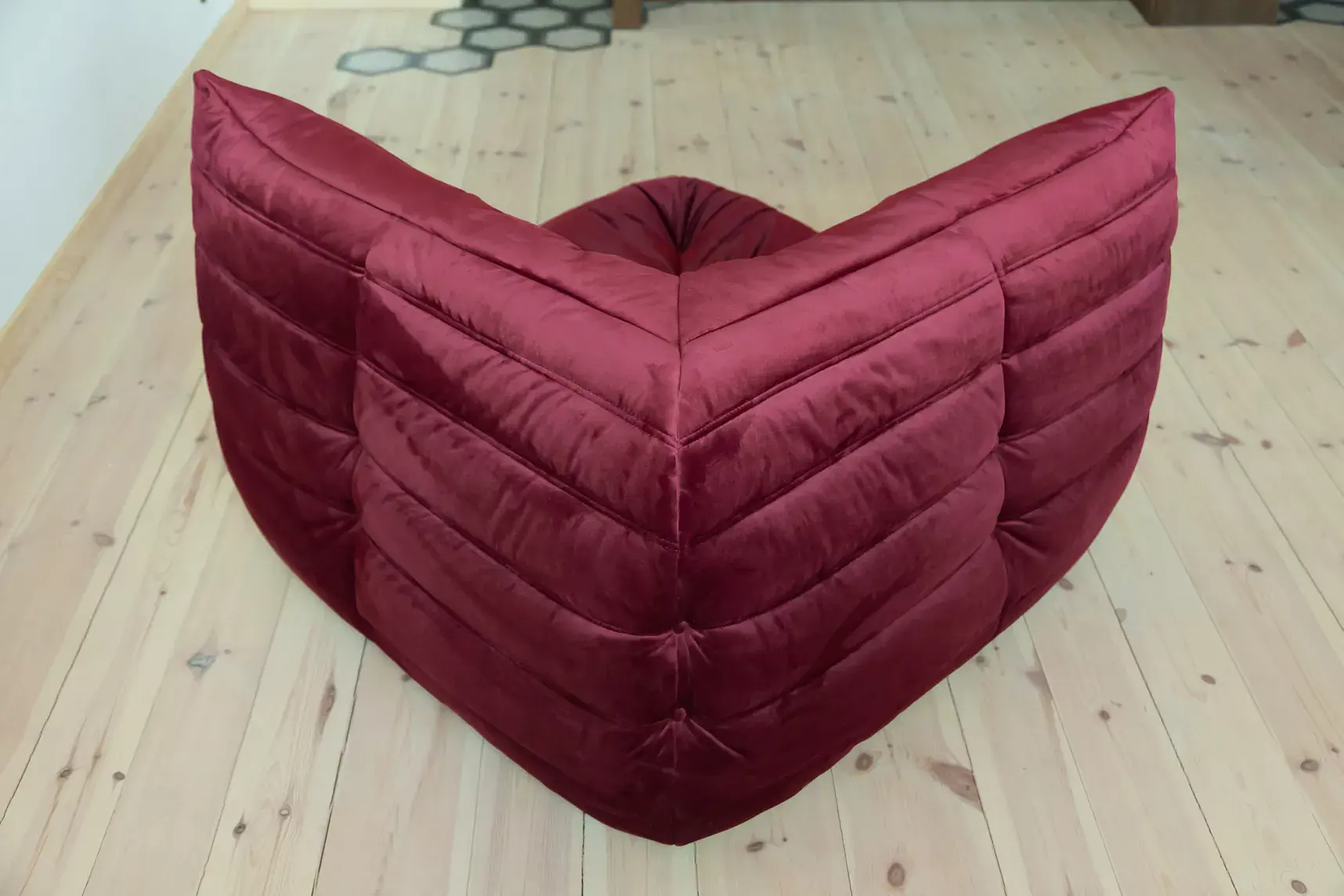 Togo Lounge Set 4-piece Velvet Burgundy 5