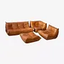 Togo Lounge Set 4-piece Pull-Up Leather Pine Brown 0